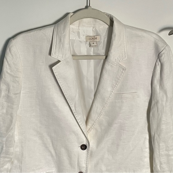 J Crew 100% Linen White Classic Preppy Lined Two Button Blazer Jacket C2364 - Picture 4 of 15